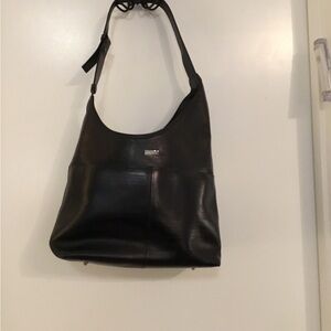 Oroton Black Leather Hobo Bag